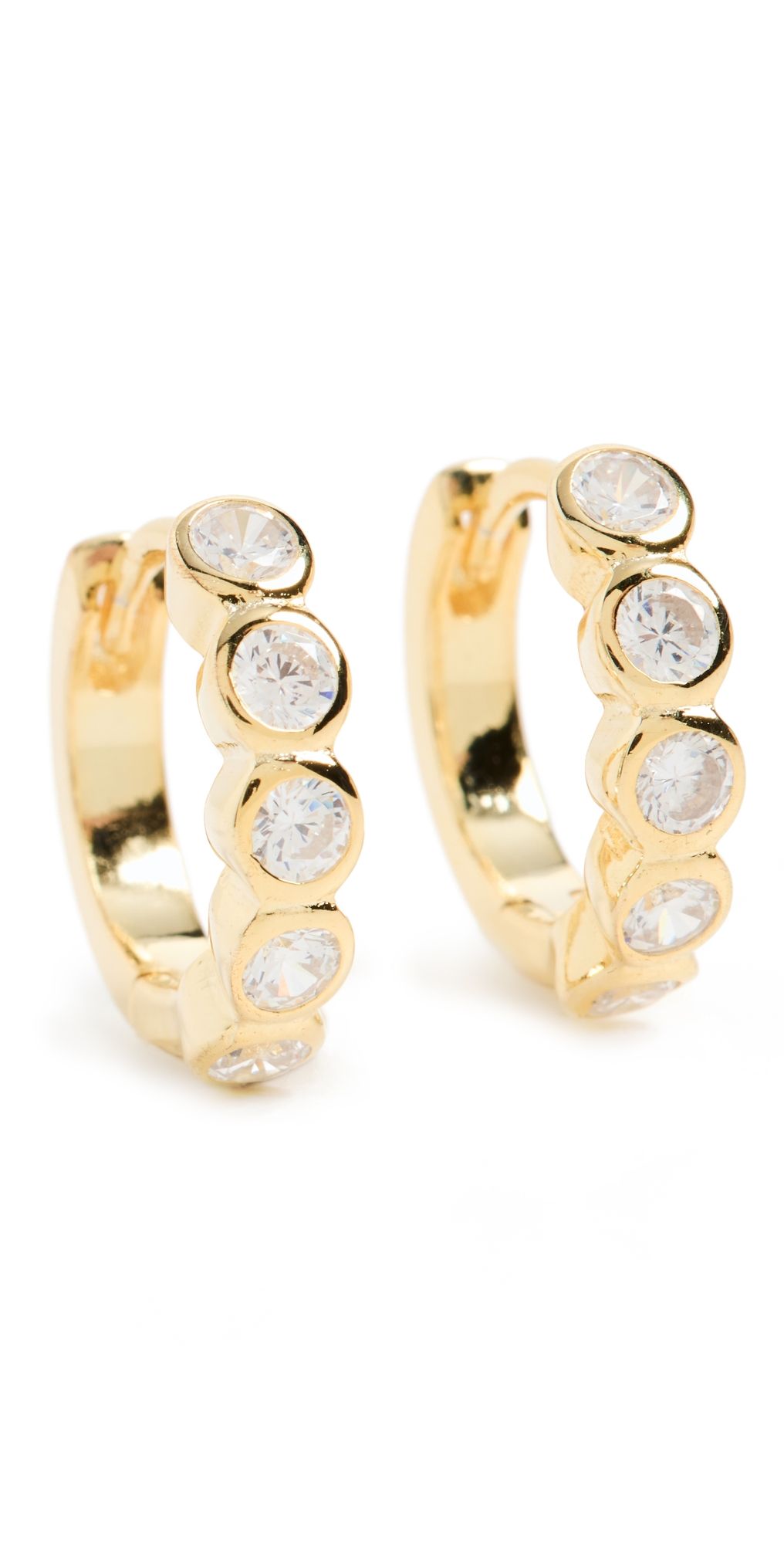 By Adina Eden Bezel Huggie Earrings Gold One Size