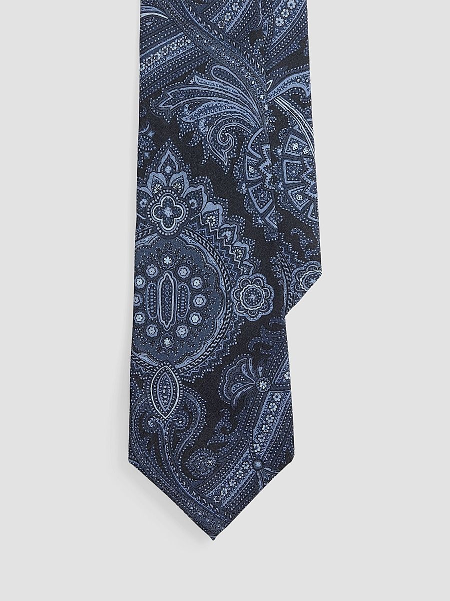 Men's Paisley Silk Neck Tie - Navy