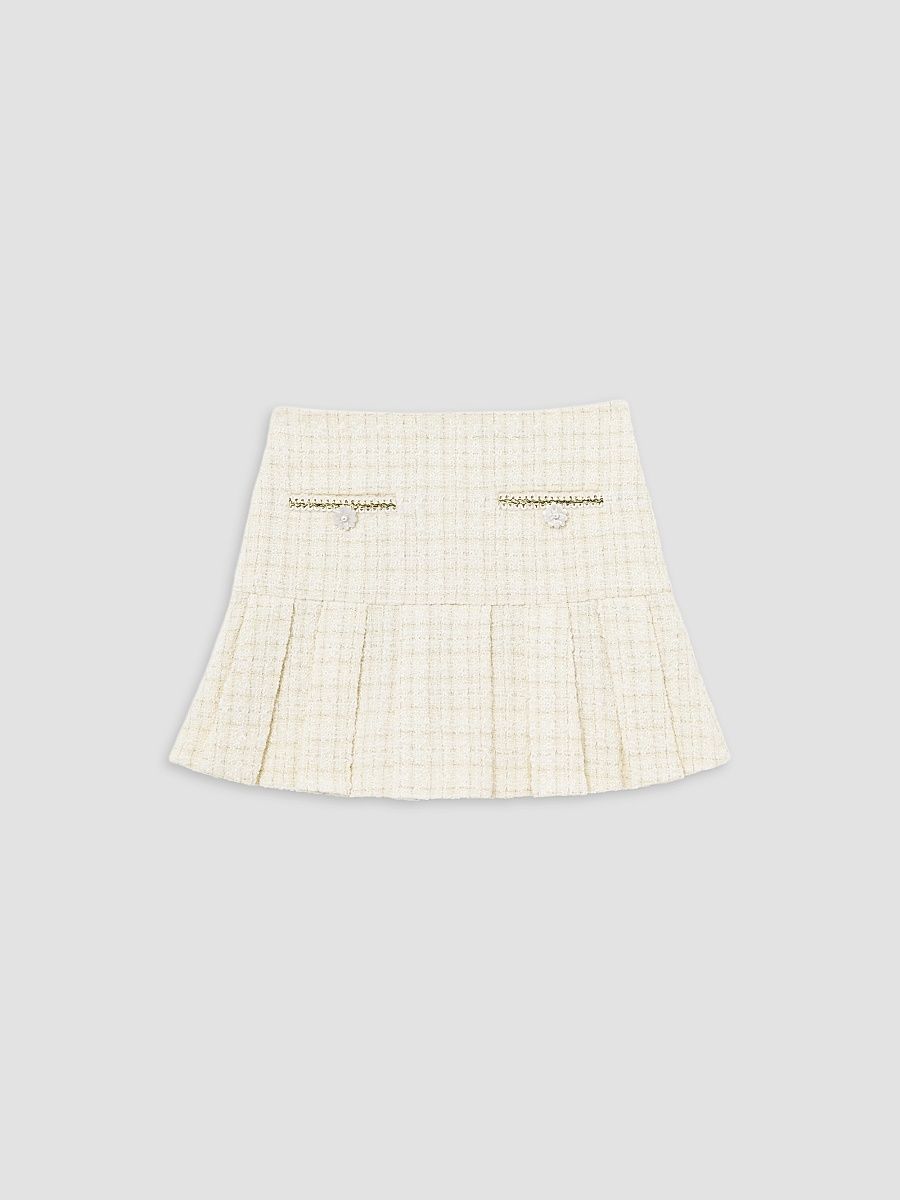 Little Girl's & Girl's Pleated Bouclé Skirt - Cream - Size 10