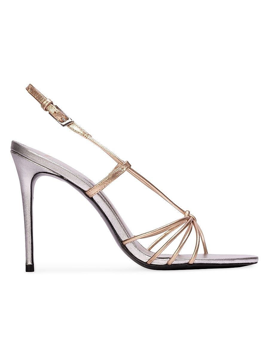 Women's Fern 100MM Metallic Sandals - Silver Gold - Size 12