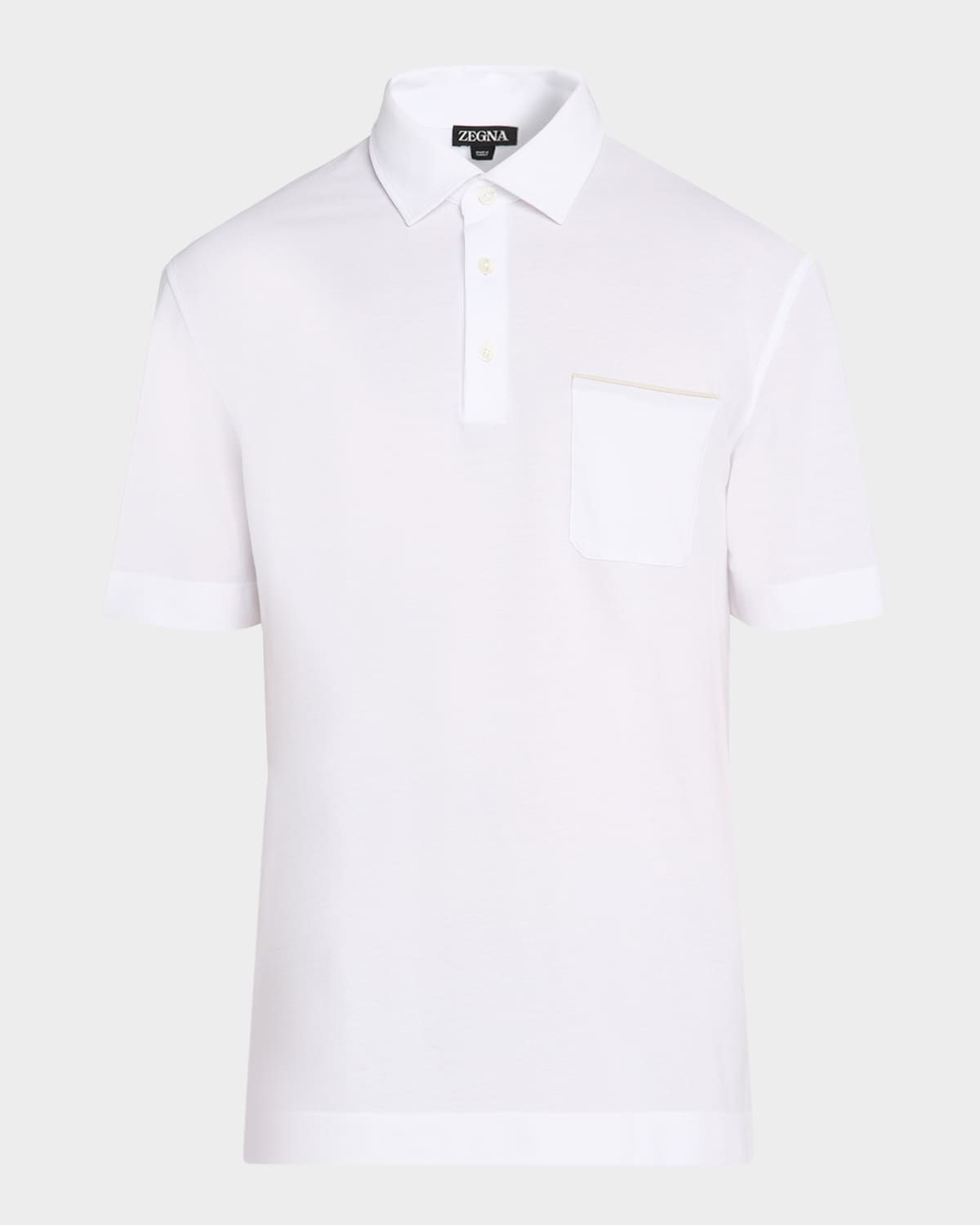 Men & apos;s Cotton Polo Shirt with Leather-Trim Pocket