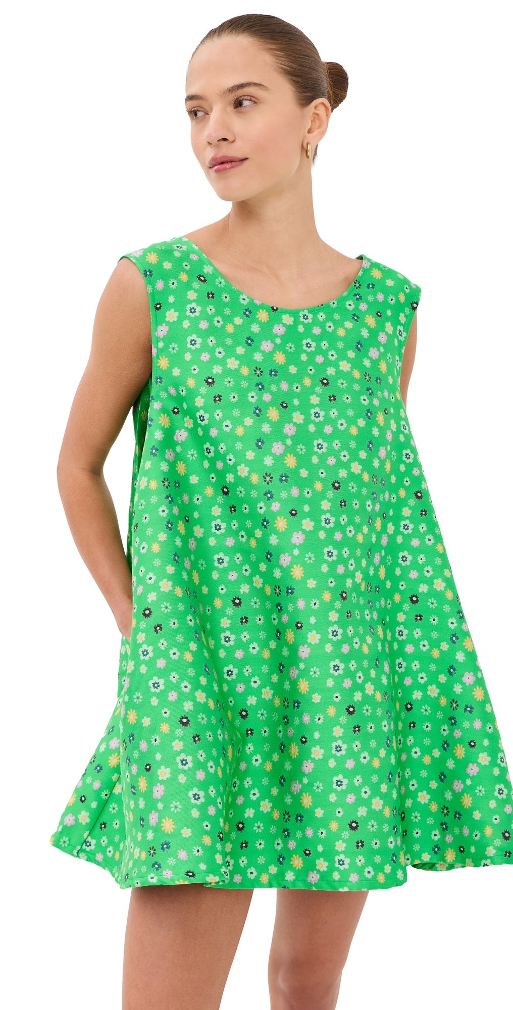 La Vie Style House Floral Brocade Pleat Dress Green & Multi One Size