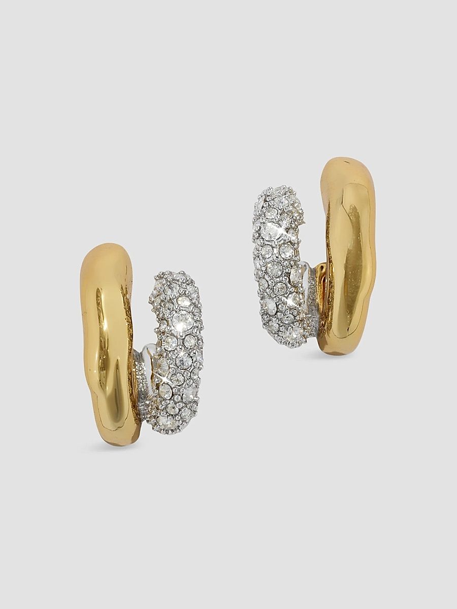 Women's Solanales 14K-Gold-Plated, Rhodium-Plated & Crystal Double Hoop Earrings - Gold