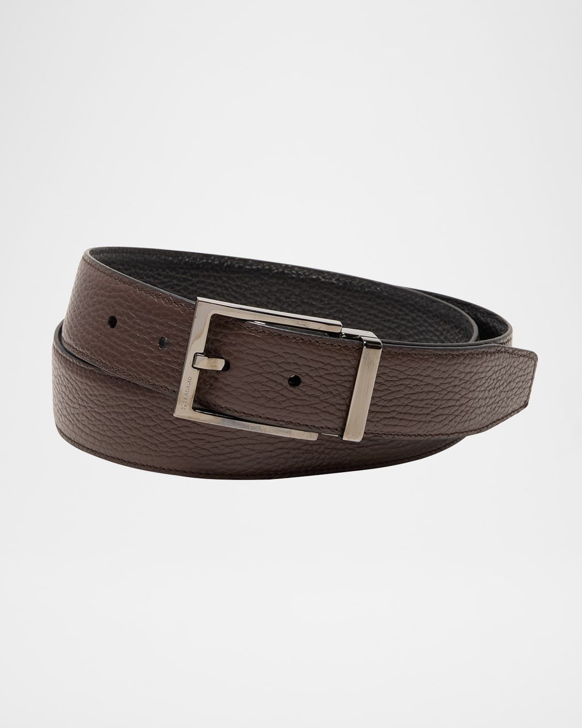 Men & apos;s Double Adjustable Square-Buckle Leather Belt