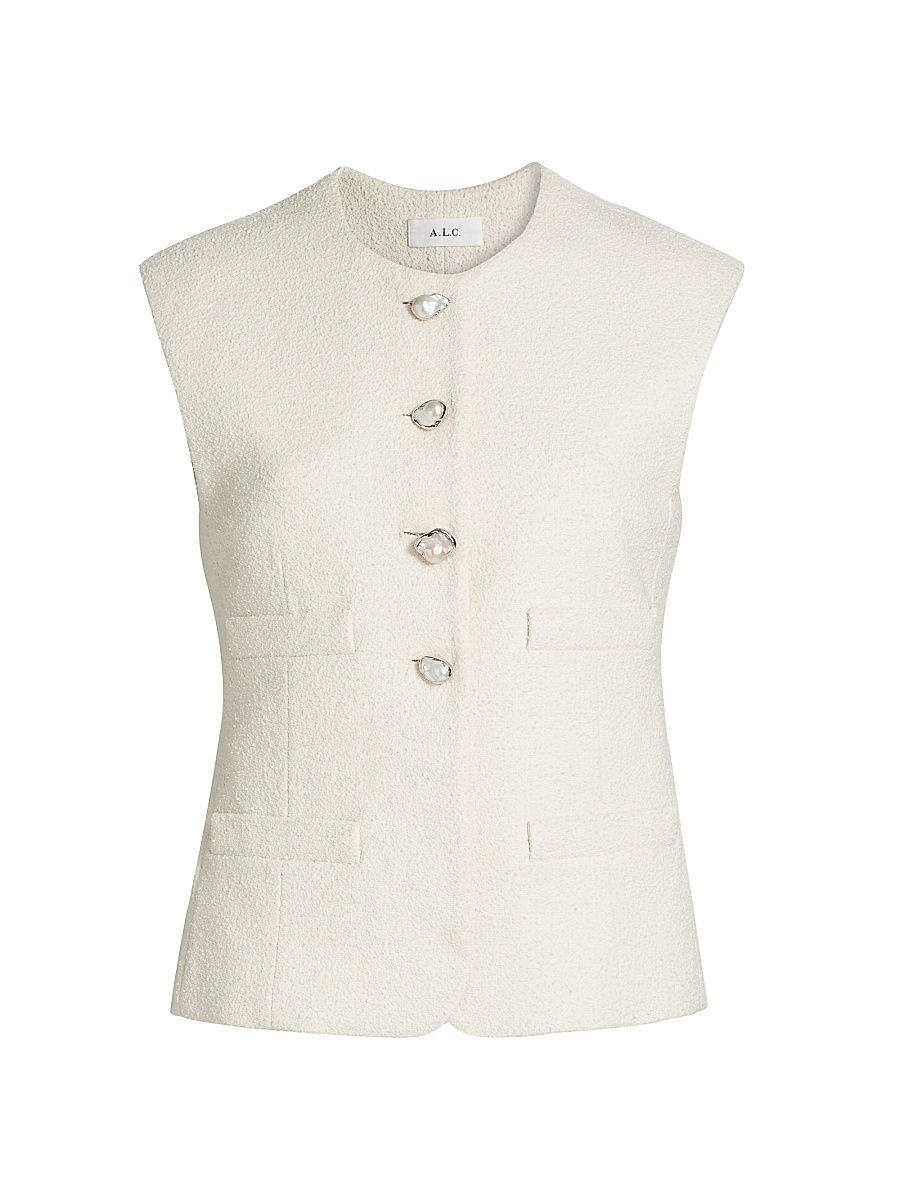 Women's Georgie Cotton-Blend Vest - Pearl - Size 10
