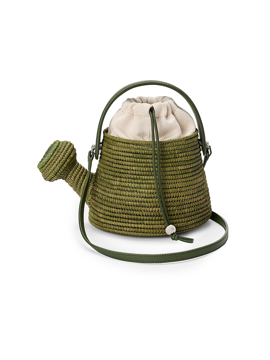 Women's LOEWE x Paula's Ibiza Watering Can Raffia Bucket Bag - Green