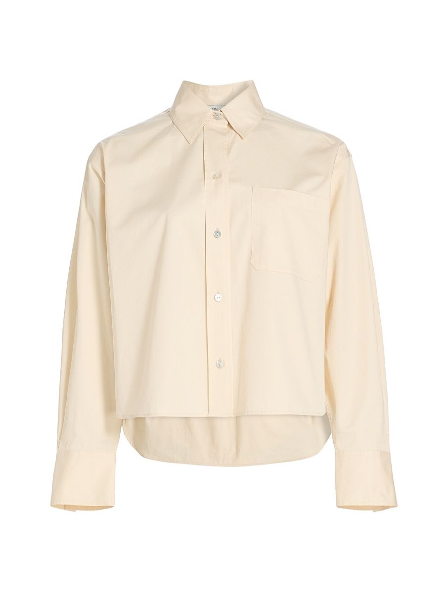 Women's Boxy Cotton Crop Shirt - Ecru - Size XXS