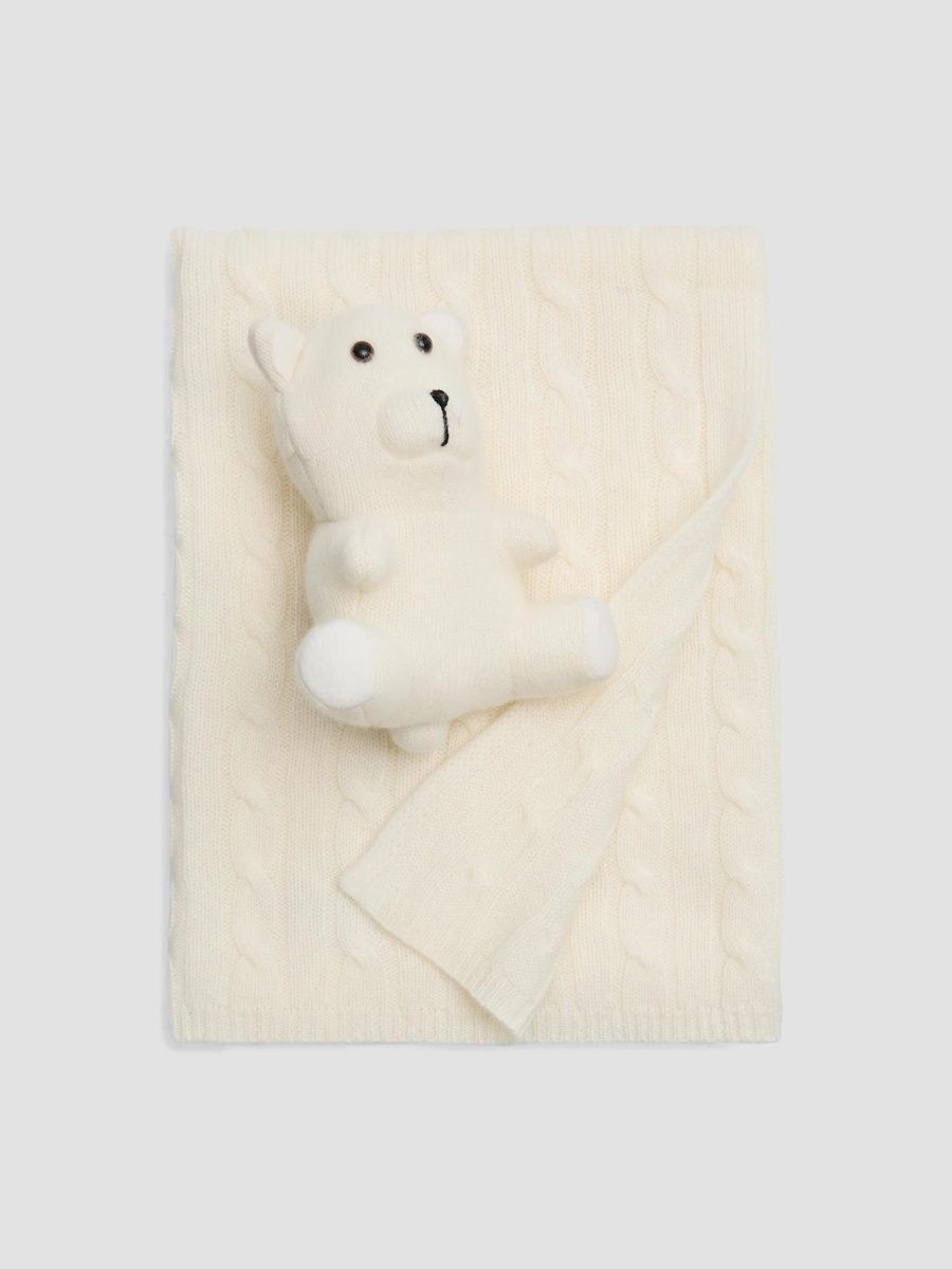 Sofia Cashmere Unisex Angel Cashmere Baby Blanket & Teddy Bear Set - Ivory
