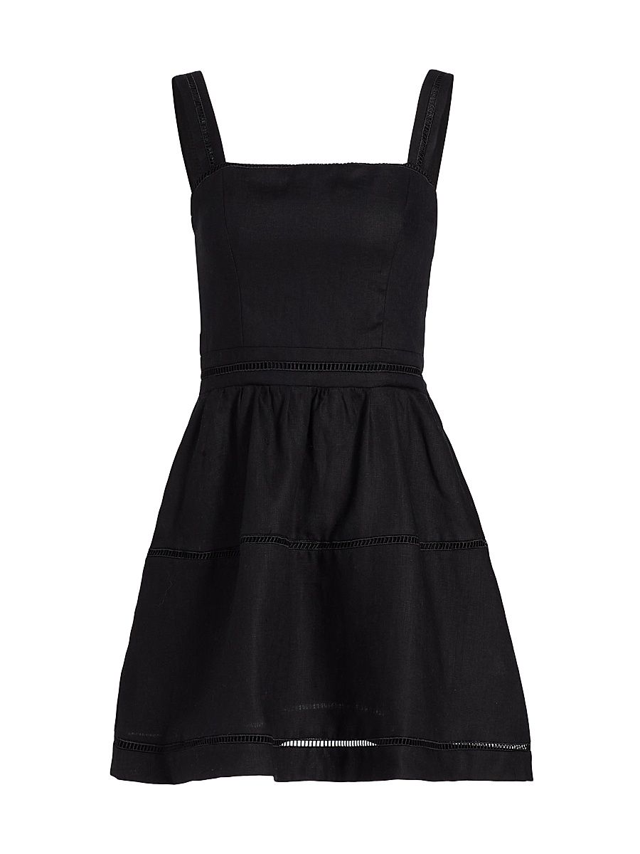 Women's Everett Linen Sleeveless Minidress - Black - Size 12