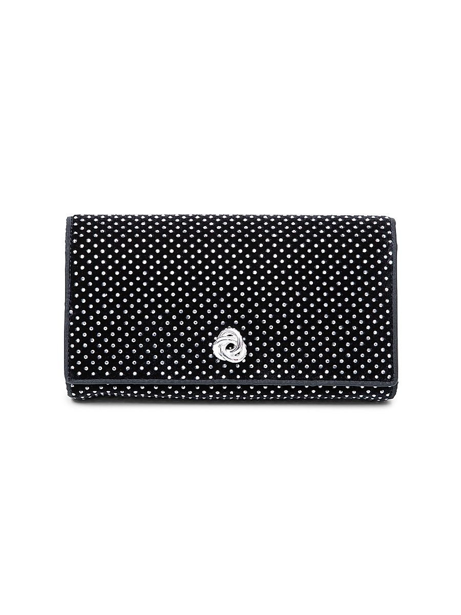 Women's Olivia Rhinestone Velvet Clutch - Black