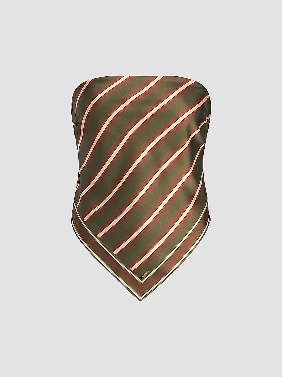Women's Hark Striped Bandana Top - Olivewood Stripe - Size Medium