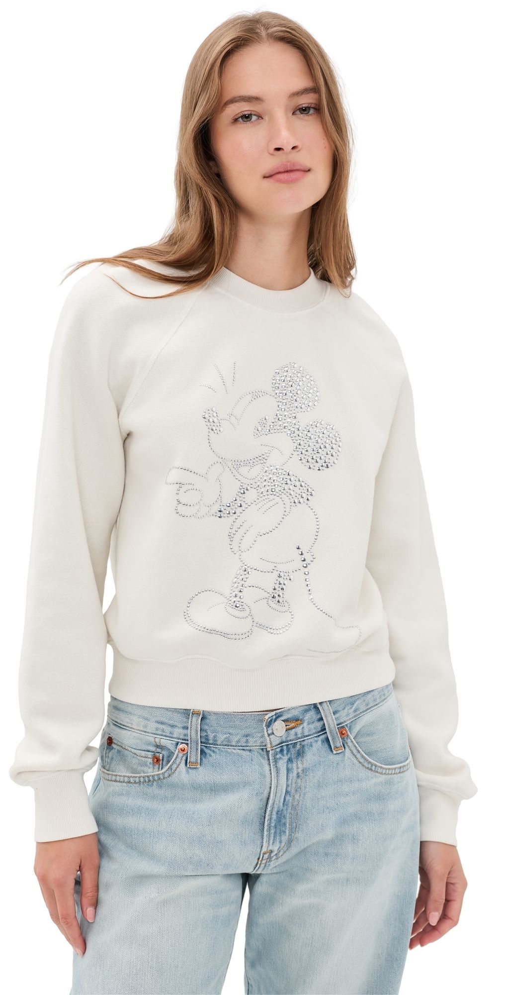 RE/DONE Mickey Stud Classic Crewneck Vintage White XS
