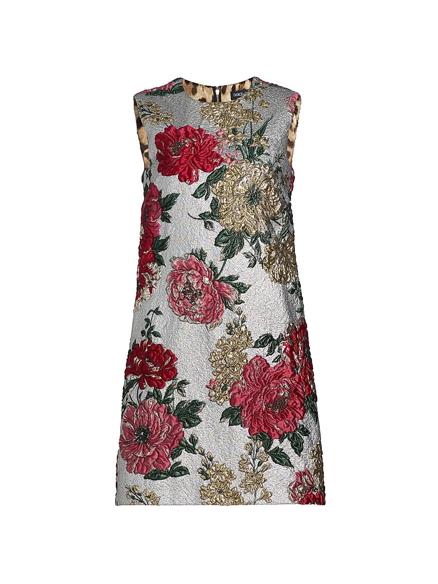 Women's Floral Matelassé Jacquard Minidress - Jacquard - Size 12