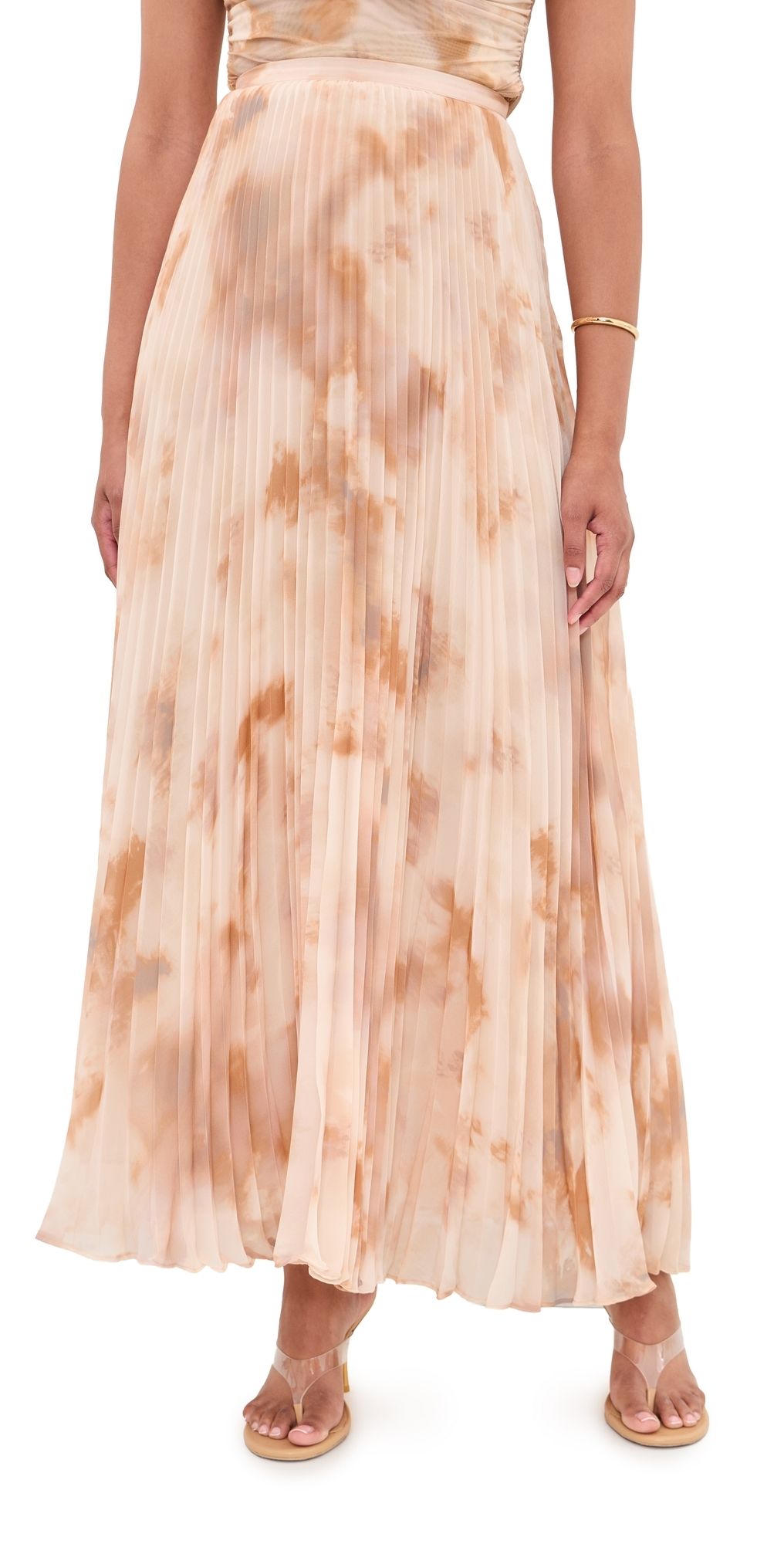 L'AGENCE Torin Pleated Maxi Skirt Frappe Multi Tie Dye 10