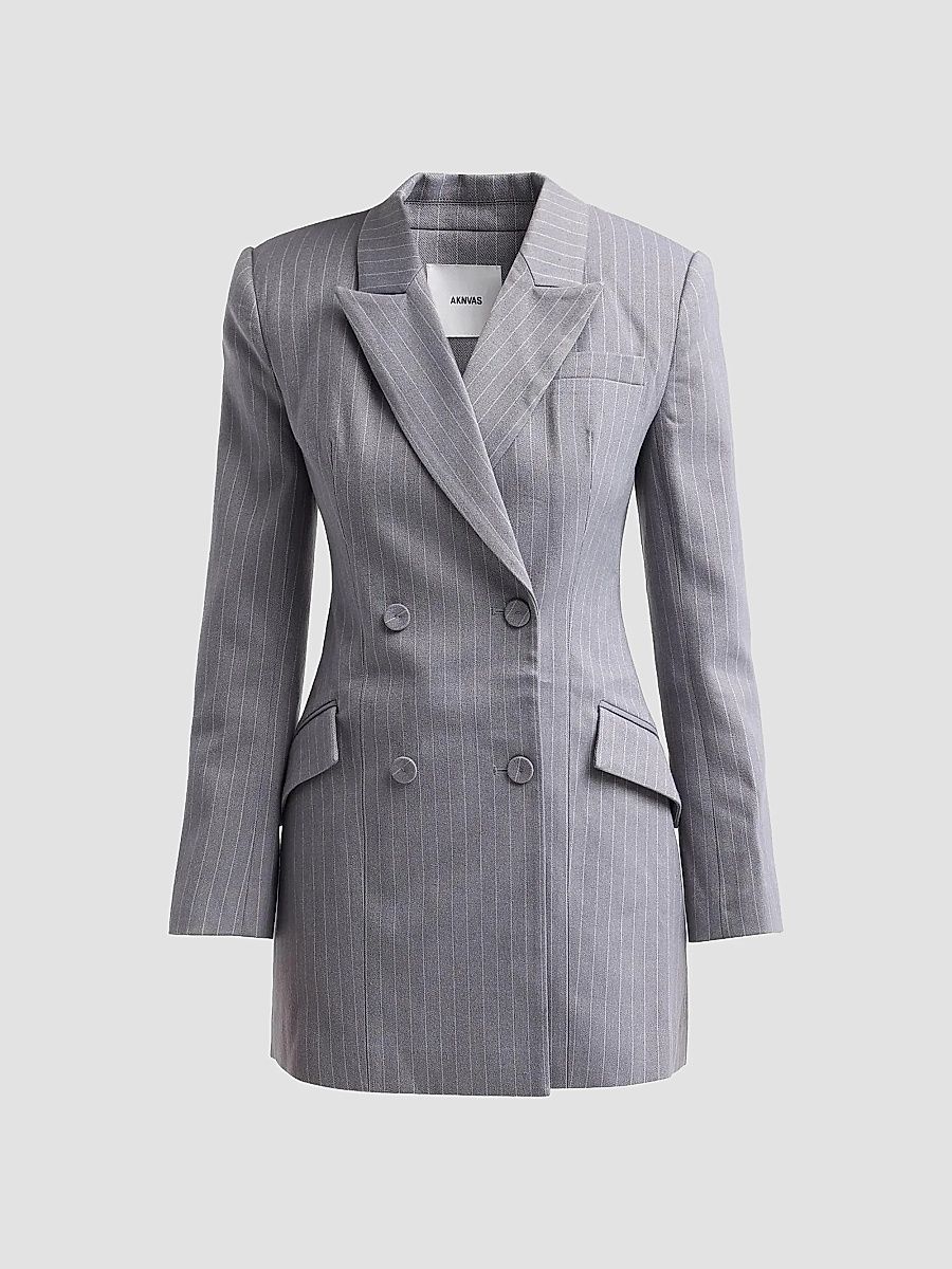 Women's Zoe Blazer Mini Dress - Grey White - Size 12