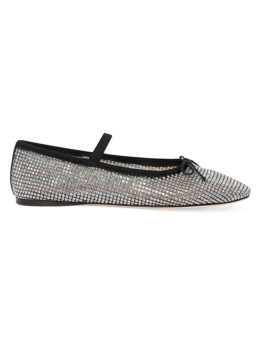 Women's Leonie Crystal-Embellished Ballet Flats - Black Crystal - Size 5