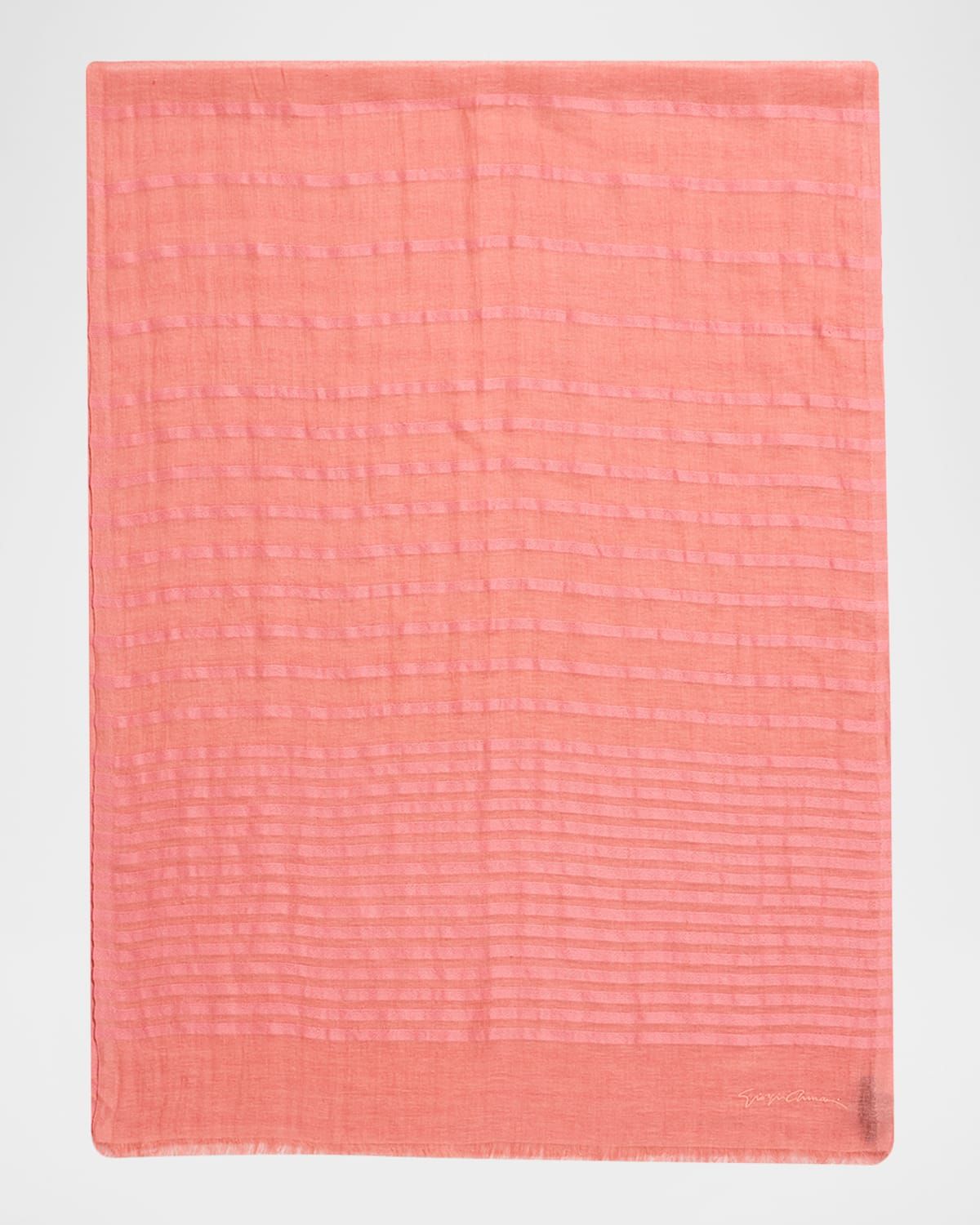 Striped Linen-Cotton Jacquard Stole, 80" x 28"