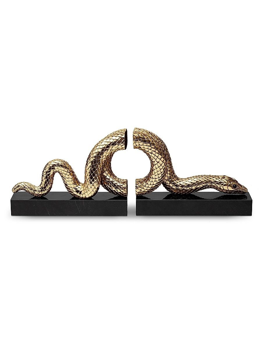Snakes 24K Goldtone Bookends Set