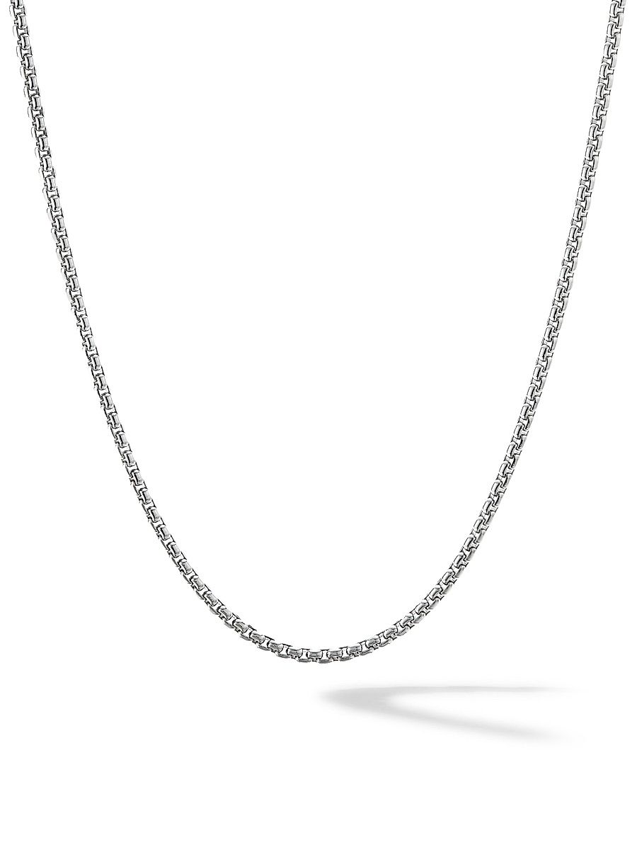 Men's Box Chain Necklace in Platinum - Silver - Size 22