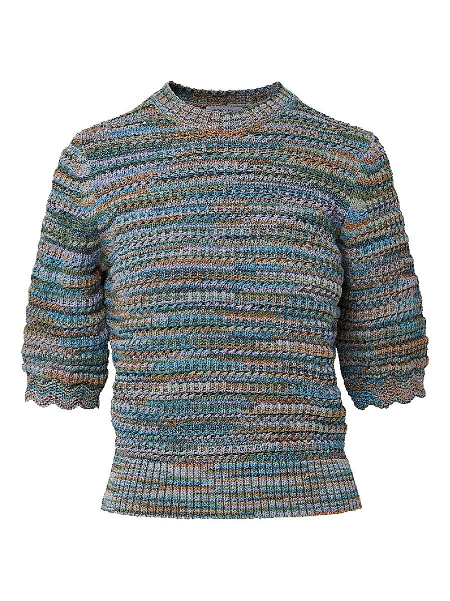 Women's Merivale Metallic Cotton-Blend Sweater - Stone Army Multi - Size XS