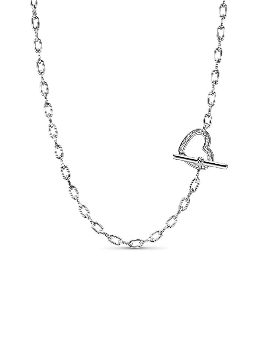 Women's DY Madison Heart Toggle Chain Necklace in Sterling Silver - Diamond - Size 16