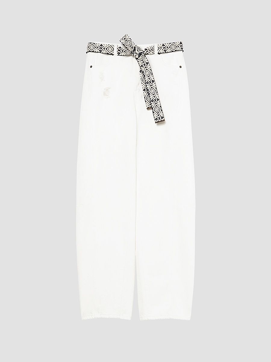 Women's Cotton Bull Barrel Leg Trousers - Silk - Size 12