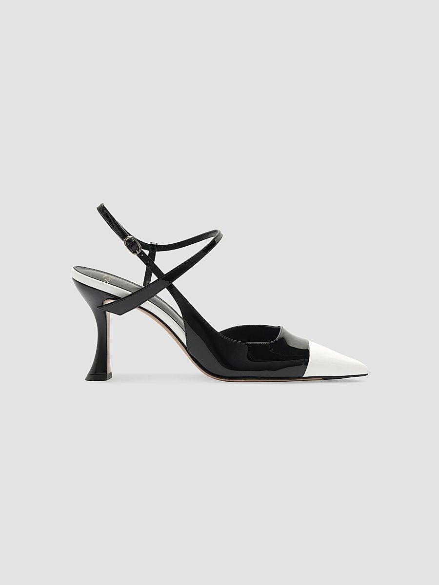 Women's Tita 85MM Colorblocked Leather Slingback Pumps - Black White - Size 10