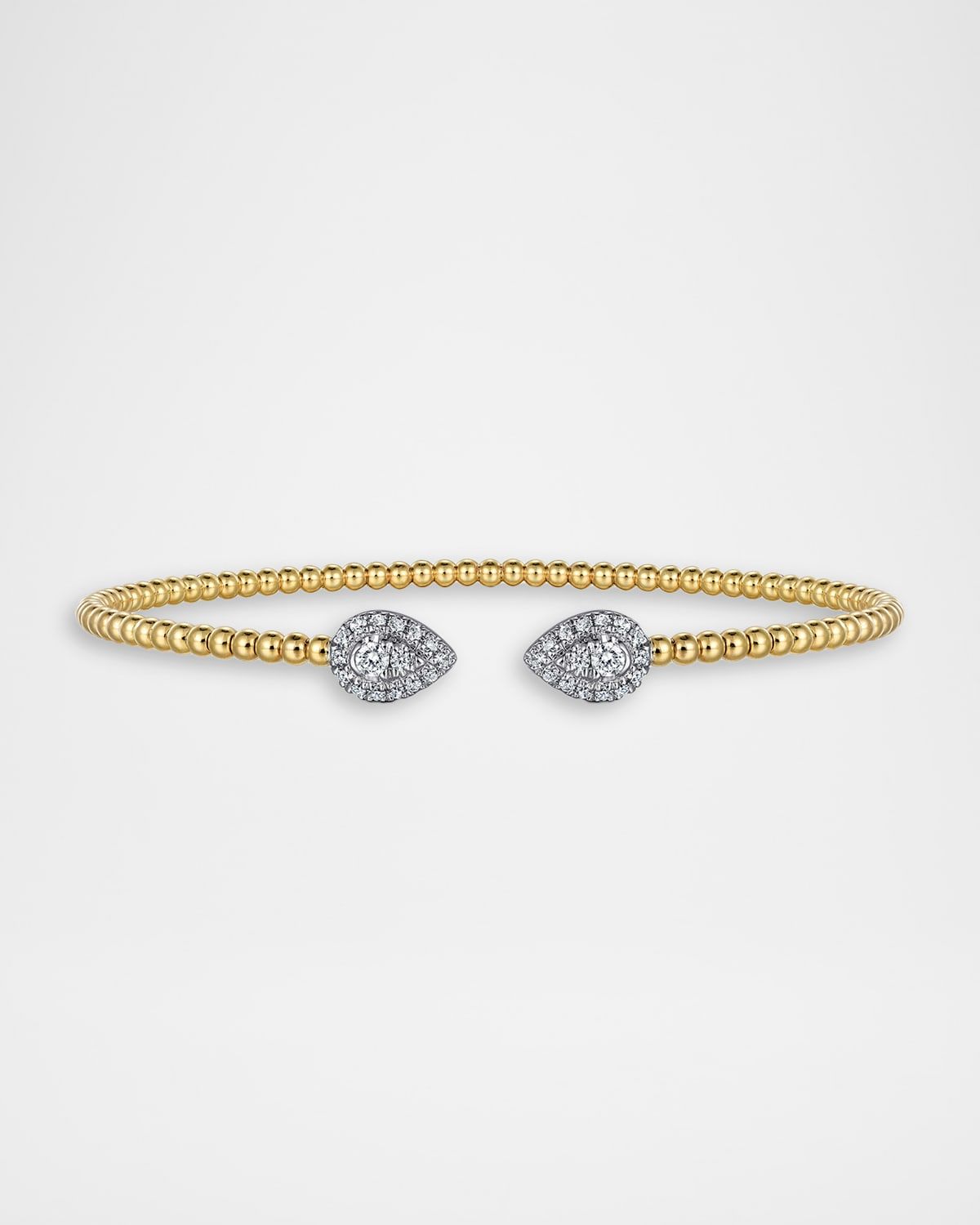 14K White and Yellow Gold Diamond Pear Shape Bujukan Bangle