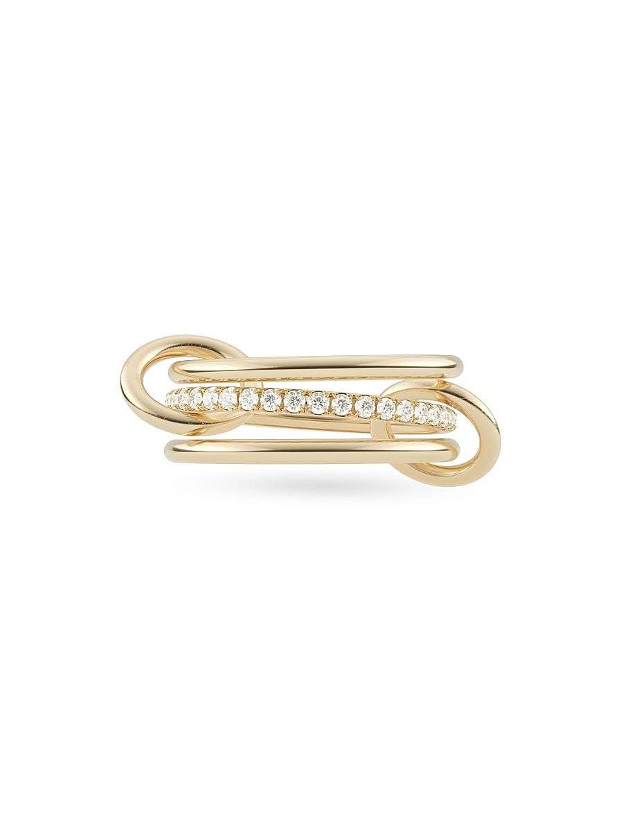Women's 18K Yellow Gold & Diamond 3-Link Ring - Yellow Gold - Size 7