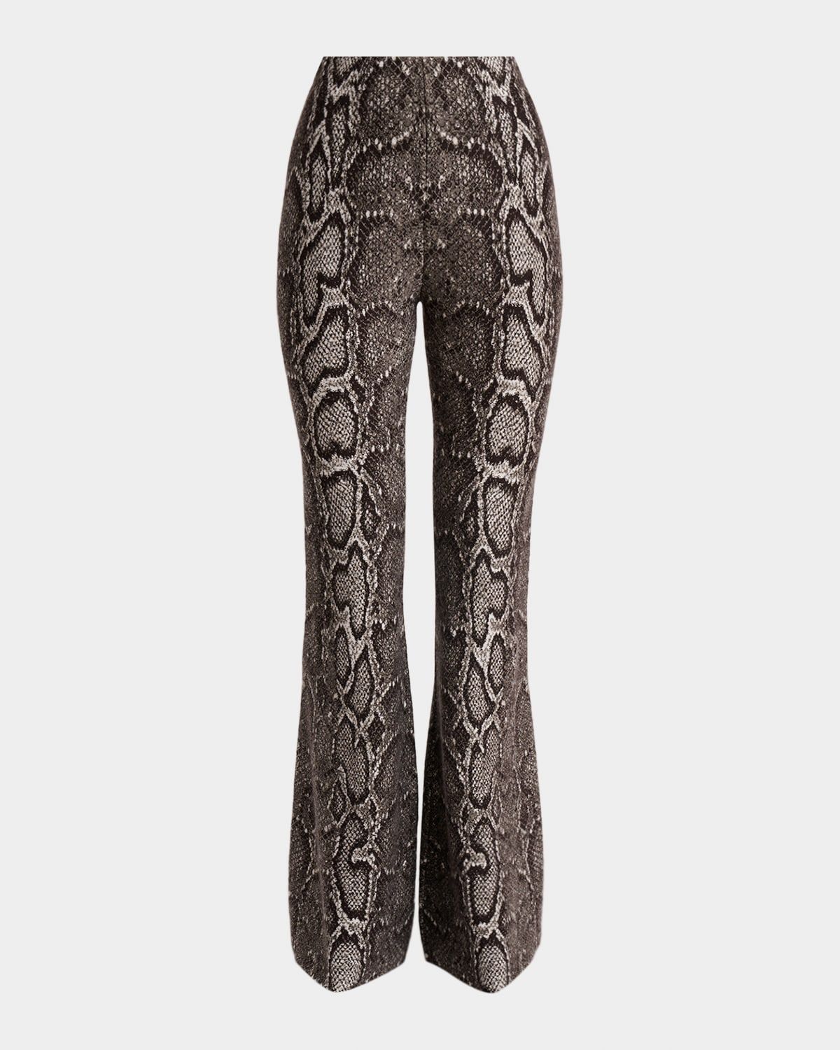 Ezra Snake-Print Bootcut Ankle Jeans