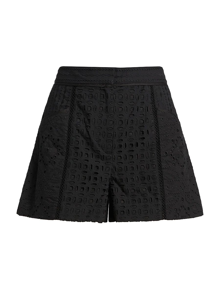 Women's Fabian Cotton Eyelet Shorts - Black - Size 8