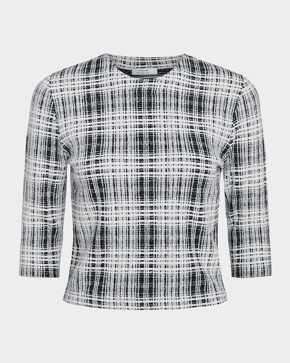 Plaid Elbow-Sleeve Top