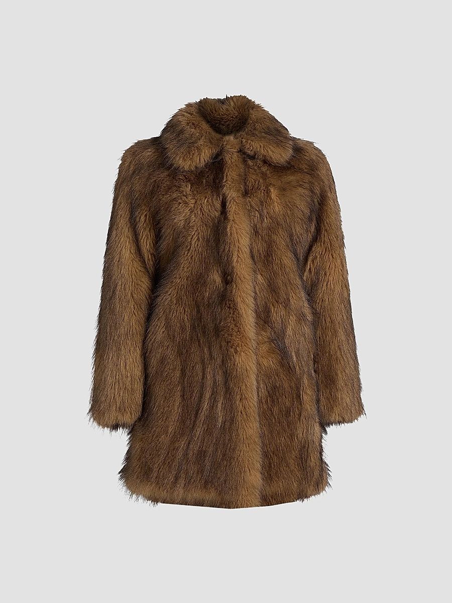 ba & sh Women's Lestor Faux-Fur Oversized Coat - Beige - Size Large