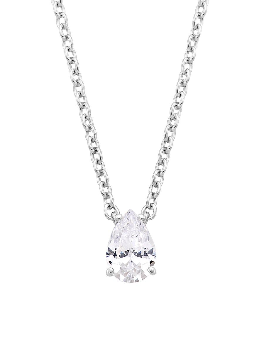 Women's Modern Love Sterling Silver & Cubic Zirconia Teardrop Pendant Necklace - Silver