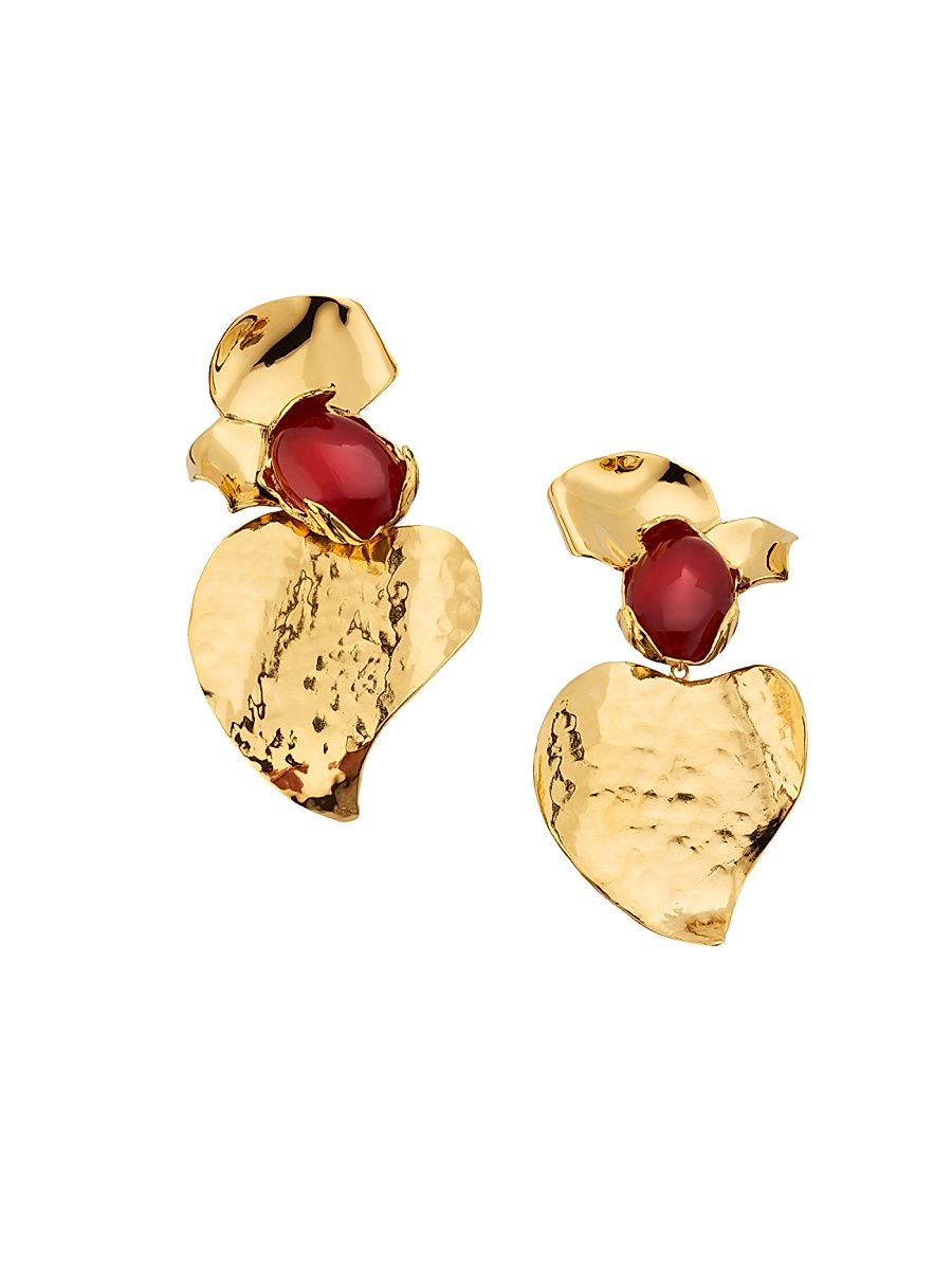 Women's Goldtone & Resin Petal Clip-On Drop Earrings - Gold