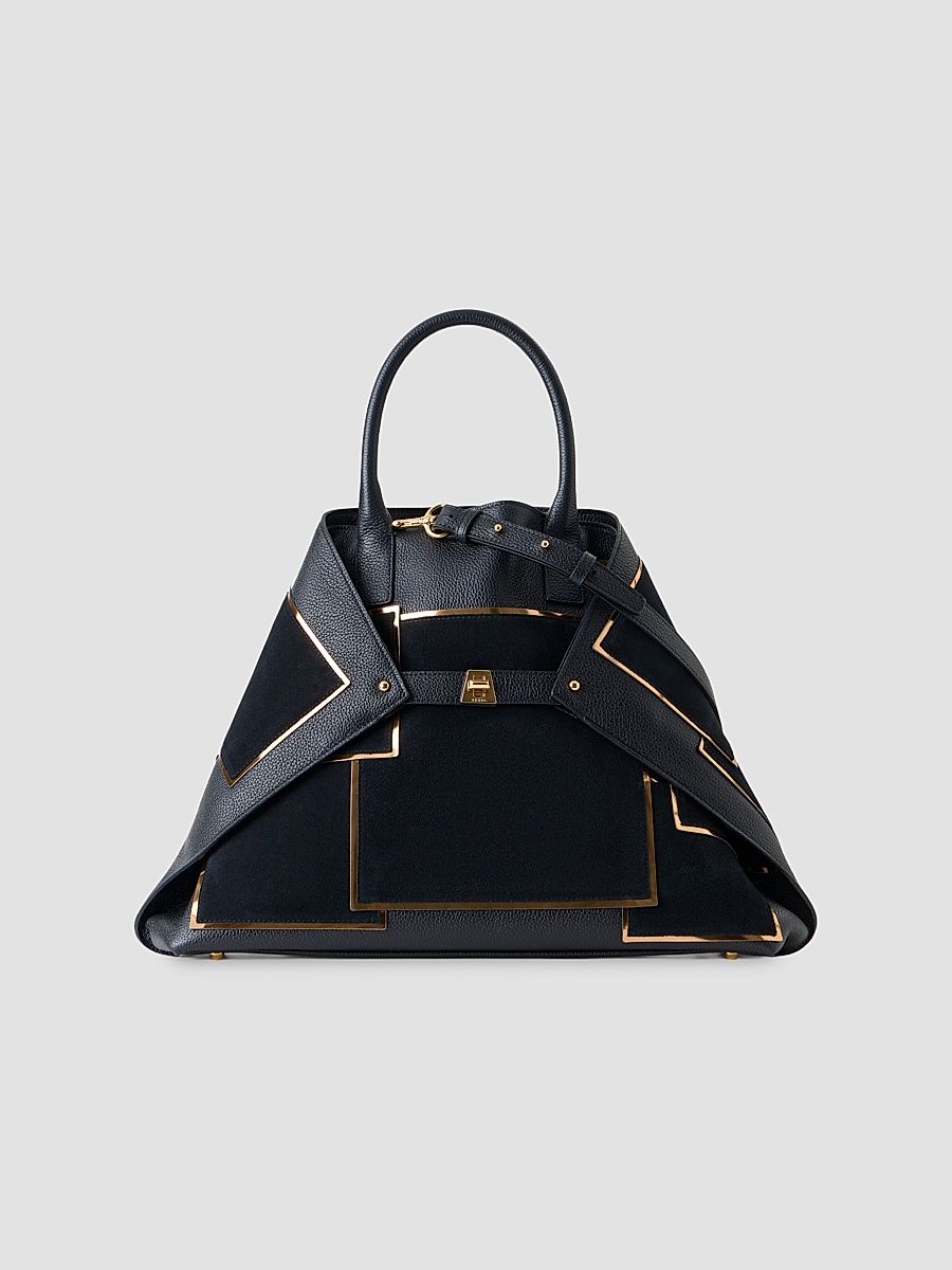 Women's Ai Medium Metallic Patchwork Leather Top-Handle Bag - Gold Black