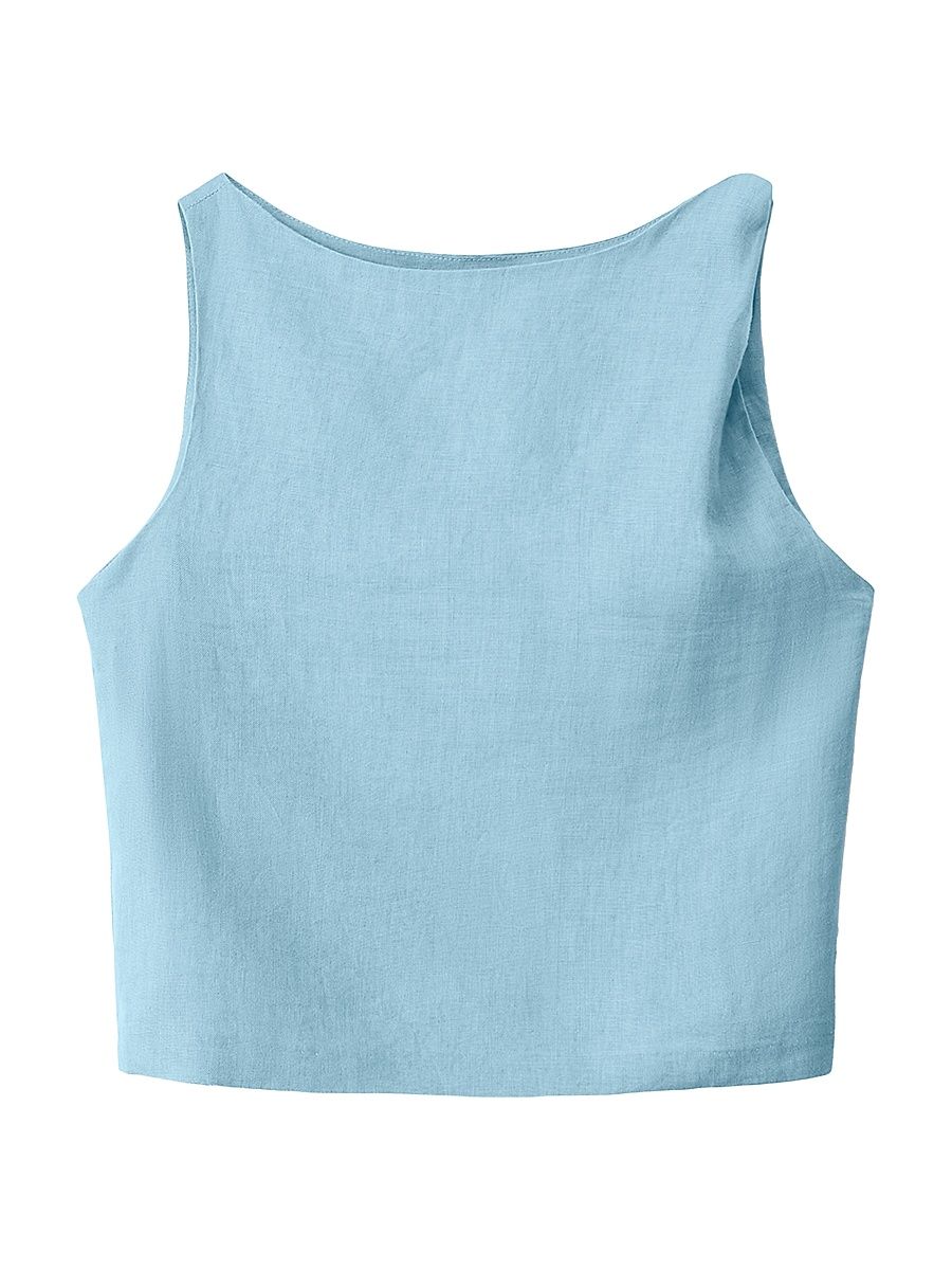 Women's Boa Linen Top - Slate Blue - Size XL