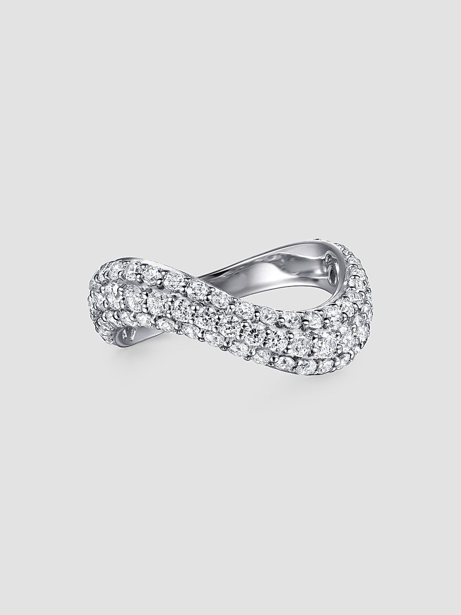 Gabriel & Co Women's Contemporary Wave 14K White Gold & 1.40 TCW Diamond Stackable Ring - White Gold - Size 6.5