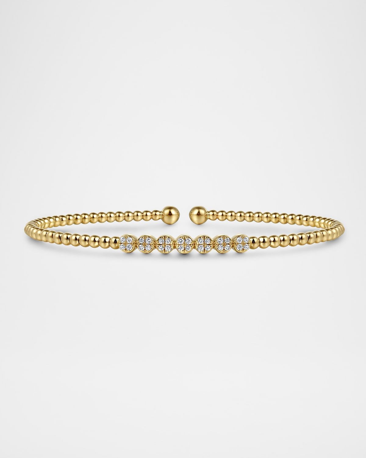 14K Yellow Gold Bujukan Bead and Cluster Diamond Bangle