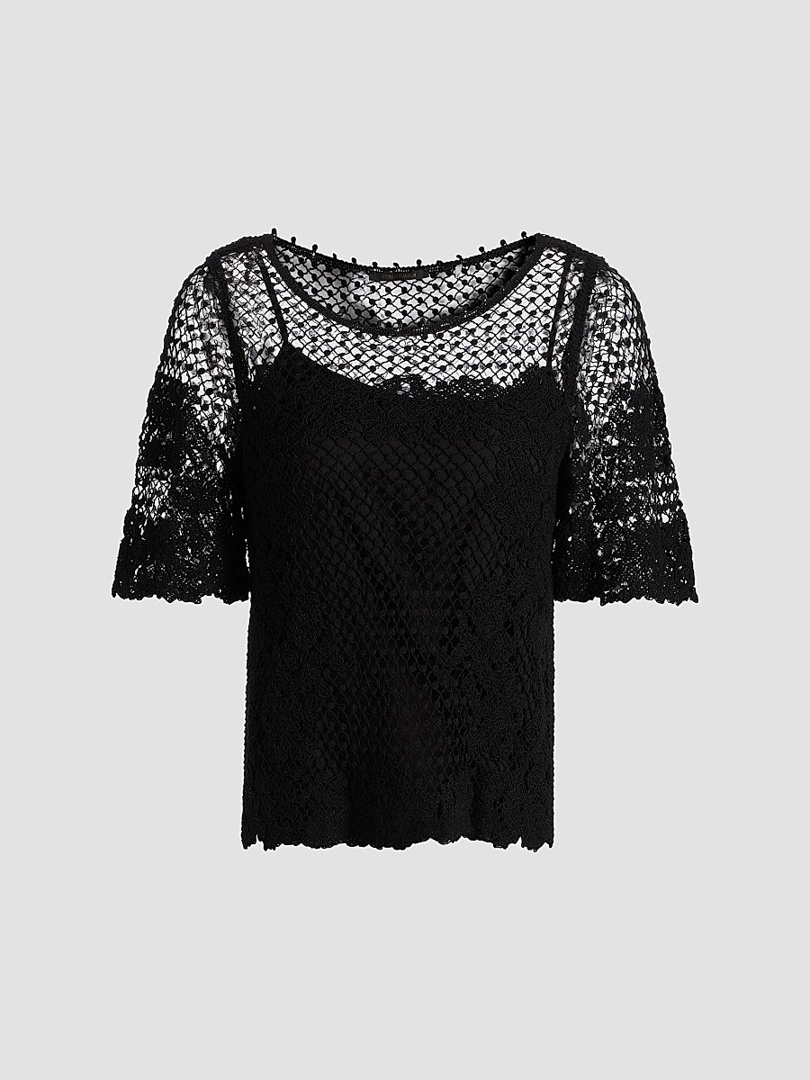Kobi Halperin Women's Magnolia Crochet Blouse - Black - Size Small