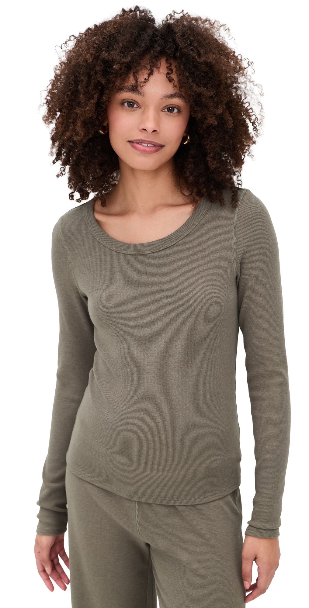 Z Supply Renae Rib Top Khaki Green S