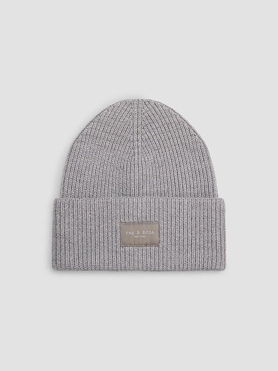 rag & bone Women's Blake Logo Wool Blend Beanie - Grey