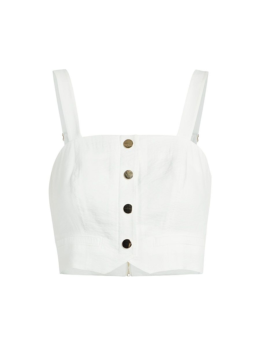 Women's Gabi Button-Front Crop Top - Ivory - Size 12