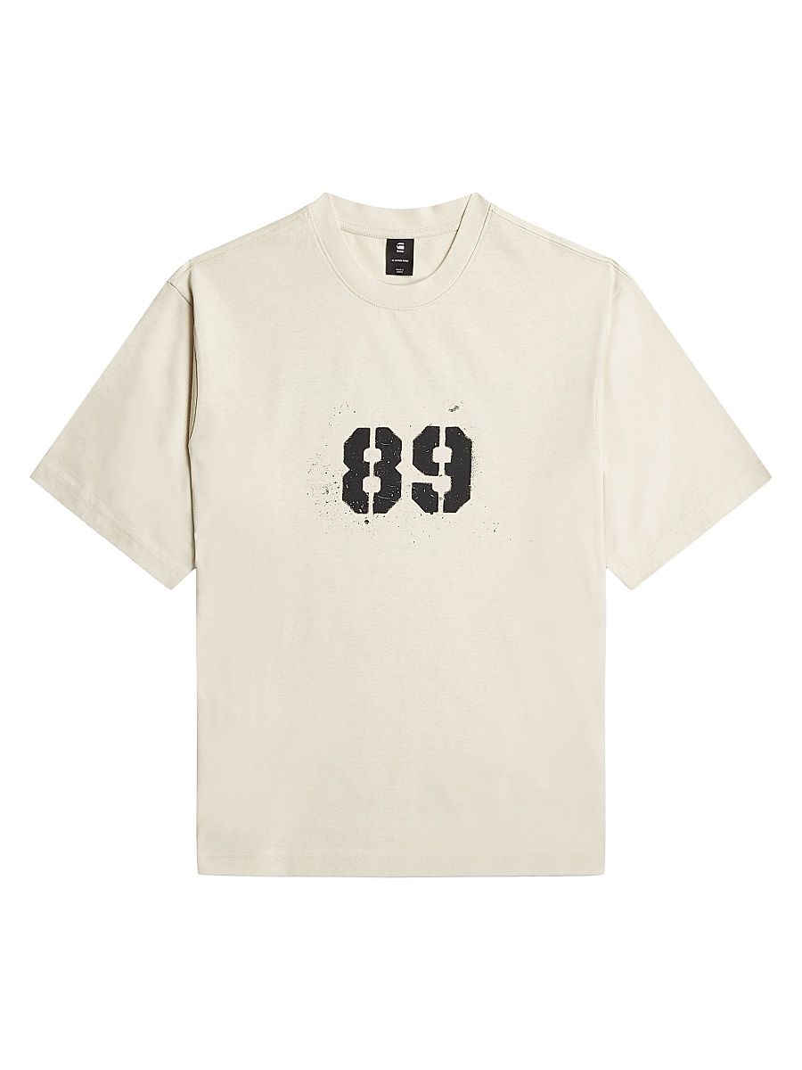 Men's Sprayed 89 Logo Cotton T-Shirt - Whitebait - Size XXL