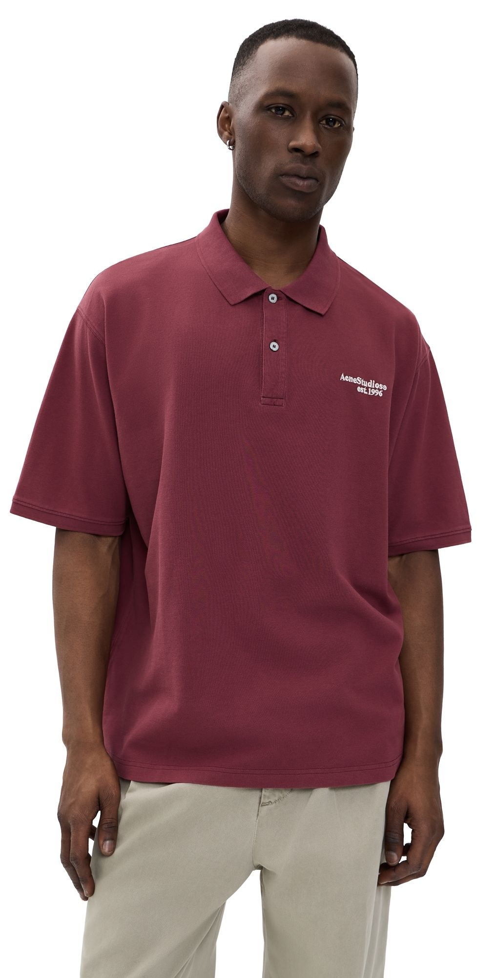 Acne Studios Egnes Worn Polo Maroon Red L