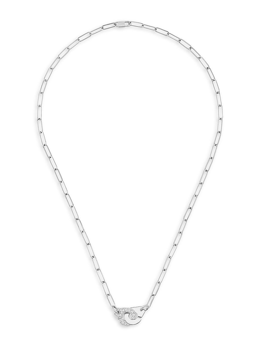 Women's Menottes Dinh Van R10 18K White Gold & Diamond Handcuff Pendant Necklace
