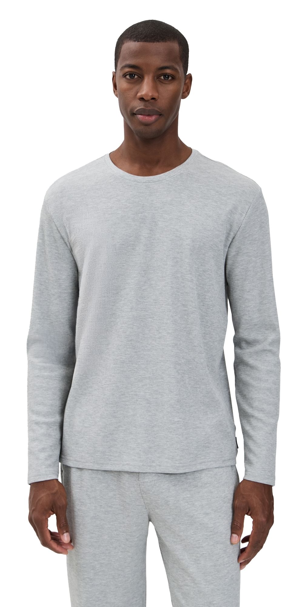 Tommy John Waffle Long Sleeve Crew Neck Tee Grey Heather XL