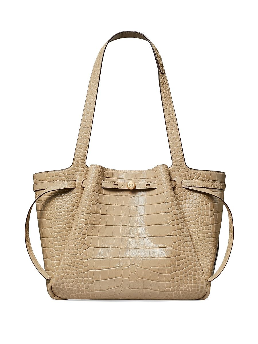 Women's Romy Croc-Embossed Leather Tote Bag - Ginger Leaf