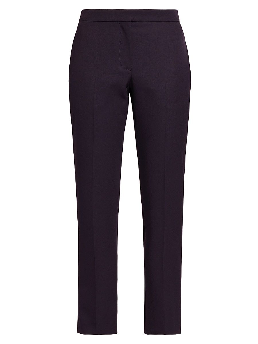 Women's Grain De Poudre Wool Cigarette Trousers - Violet - Size 12