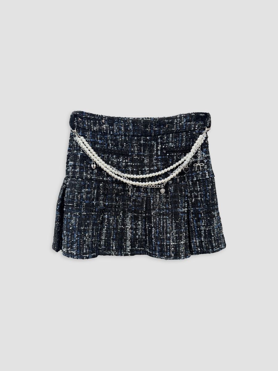 KatieJ NYC Girl's Girl's Hattie Embellished Bouclé Mini Skirt - Even Blue Multi Boucle - Size 14